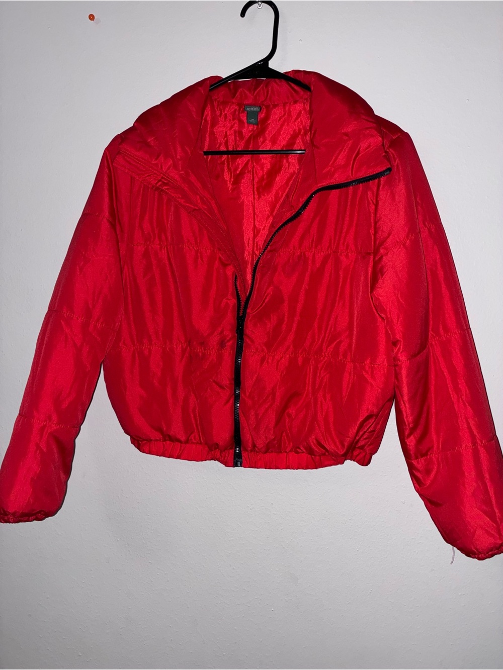 wild fable Red Cropped Puffer Jacket with Hood